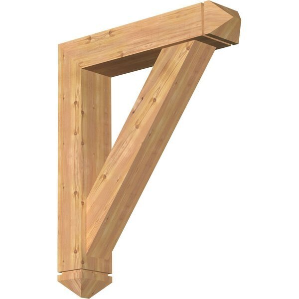 Traditional Arts and Crafts Smooth Bracket w/ Offset Brace, Western Red Cedar, 7 1/2